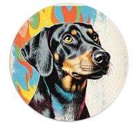 Round Jigsaw 1000 Piece 1000pcs (67.5x67.5cm) for Adults & Kids Dobie Dog Challenging & Educational Art Animal Cute Pets Educational Games Cardboard Challenge