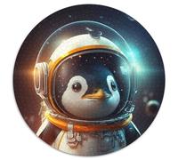 Round Jigsaw Puzzle 1000 Pieces Astronaut Space Penguin Impossible Jigsaw Puzzles for Adults for Birthday Holiday Christmas (67.5x67.5cm)