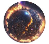 Round Jigsaw Puzzle 1000 Pieces Cities in The Sky Jigsaw Puzzles for Adults Ideal for Home & Office Decor, for Birthday (67.5x67.5cm)