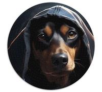Round Jigsaw Puzzle 1000 Pieces Dachshund Cool Impossible Jigsaw Puzzles for Adults for Birthday Holiday Christmas (67.5x67.5cm)