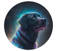 Round Jigsaw Puzzle 1000 Pieces Labrador Retriever Dog Impossible Jigsaw Puzzles for Adults for Birthday Holiday Christmas (67.5x67.5cm)