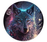 Round Jigsaw Puzzle 1000 Pieces Spirit Wolf Jigsaw Puzzles for Adults Ideal for Home & Office Decor, for Birthday (67.5x67.5cm)