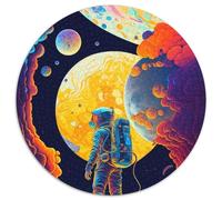Round Jigsaw Puzzles 1000 Pieces for Adults Astronaut Exploration Jigsaw Puzzles for Adults Ideal for And Family Fun for Holidays, Birthdays (67.5x67.5cm)