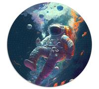 Round Jigsaw Puzzles 1000 Pieces for Adults Astronaut In Space Jigsaw Puzzles for Adults Ideal for And Family Fun for Holidays, Birthdays (67.5x67.5cm)