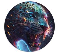Round JigsawPuzzle 1000 Pieces for Adults Colorful Black Leopard Cardboard Jigsaw Relaxing Entertainment, Home Decor (67.5x67.5cm)