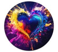 Round JigsawPuzzle 1000 Pieces for Adults Colorful Heart Cardboard Jigsaw Relaxing Entertainment, Home Decor (67.5x67.5cm)