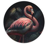 Round JigsawPuzzle 1000 Pieces for Adults Flamingo Cardboard Jigsaw Toys Gift Educational Intellectual Decompressing Fun Family Game (67.5x67.5cm)