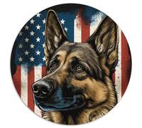 Round JigsawPuzzle 1000 Pieces for Adults German Shepherd Cardboard Jigsaw Relaxing Entertainment, Home Decor (67.5x67.5cm)