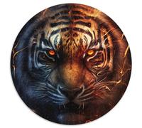 Round JigsawPuzzle 1000 Pieces for Adults Tiger Warrior Cardboard Jigsaw Toys Gift Educational Intellectual Decompressing Fun Family Game (67.5x67.5cm)