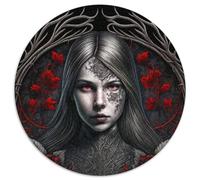 Round JigsawPuzzle 1000 Pieces for Adults Young Vampire Girl Cardboard Jigsaw Toys Gift Educational Intellectual Decompressing Fun Family Game (67.5x67.5cm)