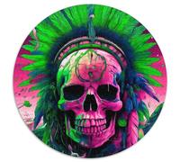 Round Jigsaws 1000 Pieces for Adults Chieftain Trippin Skull Cardboard Puzzles Challenging Brain Teaser for Teenagers, Perfect for Home Decor Or Gift (67.5x67.5cm)
