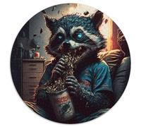 Round Jigsaws 1000 Pieces for Adults Eating Monsters Cardboard Puzzles Challenging Brain Teaser for Teenagers, Perfect for Home Decor Or Gift (67.5x67.5cm)