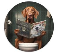Round Jigsaws 1000 Pieces for Adults Hungarian Vizsla on The Toilet Impossible Jigsaw Puzzles for Adults Perfect Christmas & New Year Gift, (67.5x67.5cm)