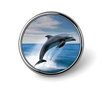 Round Jumping Up Dolphins Lapel Pin Metal Custom Pins Personalized Decoration Lapel Badge Small Brooch Hat Shirt Tie Sweater Clothes Accessories Decoration for Men Women
