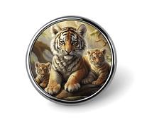 Round Jungle Tigers Lapel Pin Metal Custom Pins Personalized Decoration Lapel Badge Small Brooch Hat Shirt Tie Sweater Clothes Accessories Decoration for Men Women