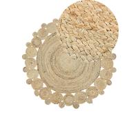 Beliani Round Jute Area Rug 120 Cm Beige Golgen