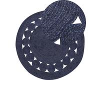 Round Jute Area Rug ø 120 cm Dark Blue KOYUNLU