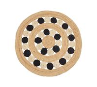 Round Jute Area Rug 140 cm Beige and Black HOVIT