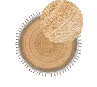 Round Jute Area Rug 140 cm Beige and Grey MARTS