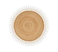 Round Jute Area Rug 140 cm Beige and White MARTS