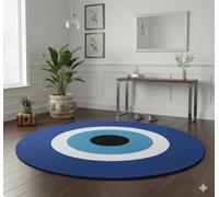 Round Jute Reversible Evil Eye Door mat, 65 * 65 cm, Floor mat| Doormat for Home Entrance| Bathroom| Bedroom| Living Room| Kitchen| Pooja Room| Rug| Home Decor| Anti Slip| Outdoor| Nazar mat