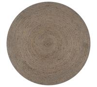 Round Jute Rug 120cm Grey Braided Natural Handmade Floor Mat Rustic Woven Eco UK
