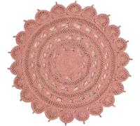 Round Jute Rug 14ft Handwoven Braided Natural Pink Boho Décor Circular Jute Area Rug Natural Fiber Rustic Farmhouse Style Boho Décor Rugs for Dining Room Under the Table Home Décor