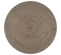 Round Jute Rug 150 cm Grey Braided Handmade Natural Texture Eco Durable 100%Jute