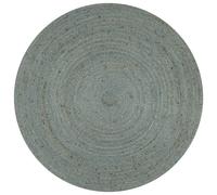 Round Jute Rug 150 cm Olive Green Braided Handmade Natural Texture eco floor mat