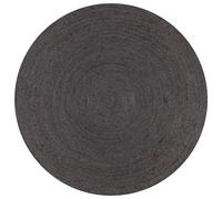 Round Jute Rug 90 cm Dark Grey Handmade Braided Natural Texture Eco-Friendly Mat