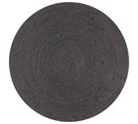 Round Jute Rug Dark Grey 120 cm Braided Handmade Natural Texture Durable Eco Rug