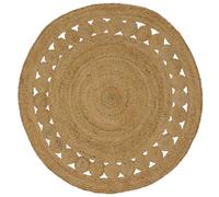Round Jute Rug Natural Brown 120 cm Ø Layered Circles Handmade Indoor For Living