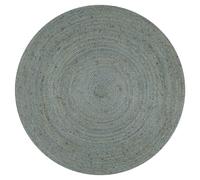 Round Jute Rug Olive Green 90 cm Handmade Braided Natural Home Mat Textured Eco