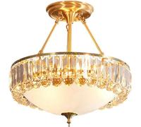 Round K9 Chandelier Crystal Metal Iron Glass Pendant Semi-Flush Mount Ceiling Lamp,Kitchen Light