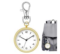 Round Key Chain Clip, Pocket Watch, 3.23x1.57x0.28in Quiet Analog Clock, Unisex Design, Metal Construction for Home, Workplace, School, Travel, Outdoor Activities, Backpack, Men