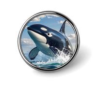 Round Killer Whale Brooch Classic Mini Pin 1 Inch Aluminum Alloy Lapel Pin Personalized Button Badge for Backpack Hat Suit Jacket Clothing Decoration