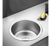Round Kitchen Bar Sink Stainless Steel Single Bowl RV Hand Wash Basin Sink with Overflow,Undermount Prep Sink with Drain Fitting Single Bowl Kitchen Round Sink (30x30cm)