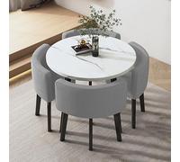 Round Kitchen Breakfast Bar Table and Chair Set for 4 - Modern Space-Saving Dining & Conference Room Furniture Stylish Office Table for Small Spaces
