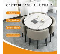 Round Kitchen Dining Table Set - 5-Piece with 1 Round Table & 4 Chairs Perfect for Home Dining Room or Conference Use - 80cm/31.5in Diameter Stylish & Versatile