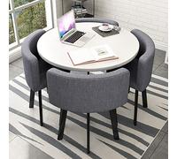 Round Kitchen Dining Table Set 5 Pieces - 75 x 75 cm Round Table with 4 Chairs Versatile for Home Dining & Office Conference Use