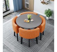 Round Kitchen Dining Table Set for 4-90cm Breakfast Table & Slish Chairs for Smals - Ideal for Kitchen & Dining Room Decor