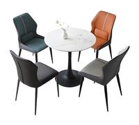 Round Kitchen Dining Table Set for 4 - Simple Conference & Negotiat Table with Bright Rock Board - 31.4" Small Coffee Table for Office & Recept Room Club