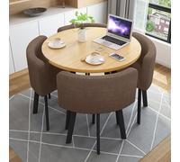 Round Kitchen Dining Table Set for 4Versatile Conference Desk with 4 Chairs Ideal for Home Balcony Living Room Library Café
