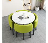 Round Kitchen Dining Table Set Small Milk Tea Bar Table & Chair 31.5x29.5in Breakfast Furniture for Dining Room/Conference Room Stylish Round Table 80x75cm.