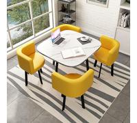 Round Kitchen Dining Table Set Small Milk Tea Breakfast Bar 31.5"x29.5" Round Conference Table with Chairs for Dining Room & Kitchen Modern Furniture #41