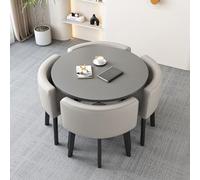 Round Kitchen Dining Table Set - Small Milk Tea Table & Chair Set for Breakfast Bar, Dinning Room, Conference Room - 80x75cm (31.5x29.5in) Modern Furniture