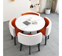 Round Kitchen Dining Table Set - Small Milk Tea Table & Chair Set for Breakfast Bar, Dinning Room, Conference Room - 80x75cm (31.5x29.5in) Modern Furniture