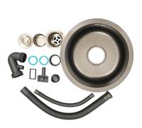 Round Kitchen Sink, Stainless Steel Small Campervan Bar Sink, Single Inset Large Capacity Wash Basins Sinks with Filtration System, Sewerage System und Gloves, for Studios und Bathrooms