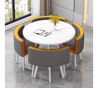 Round Kitchen Table and Chairs Set for 4, Modern Wood Dining Table with 4 Chairs, Compact Dining Room or Office Conference Table Set, Ideal for Small Spaces