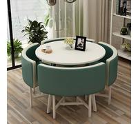 Round Kitchen Table and Chairs Set for 4, Modern Wood Dining Table with 4 Chairs, Compact Dining Room or Office Conference Table Set, Ideal for Small Spaces